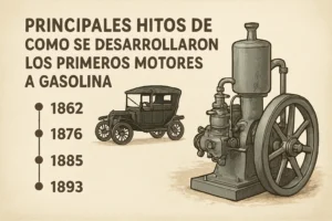 principales hitos de Cómo se desarrollaron los primeros motores a gasolina